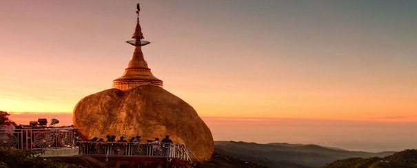 Coucher de soleil Rocher Or Myanmar