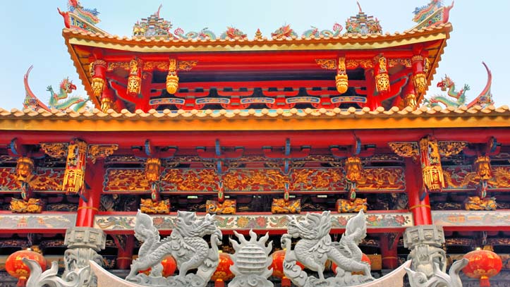 Chine Xiamen facade du temple Tianzhu Yan temple