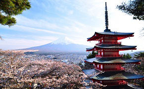 Vue du Mont Fuji depuis la pagode Chureito de Kawaguchiko