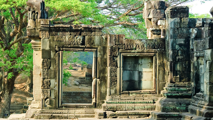 Vestiges de l’ancien temple Khmer d’Angkor Thom, non loin de Siem Reap