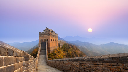 Grande muraille Pékin coucher de soleil