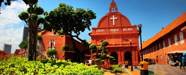 Malacca: L’église christ church place de l’hotel de ville