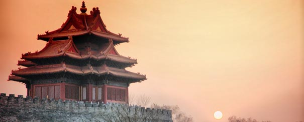 pagodes a aube dans la Cité Interdite de Pékin