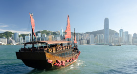 Traversée de la baie de Hong Kong en bateau