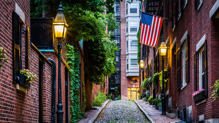 Boston rue architecture drapeau