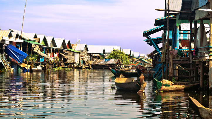 Un authentique village flottant, sur les eaux du lac Tonlé Sap, alimenté par le mythique Mékong !
